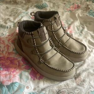 Hey Dude Beige and Dark Brown High-Tops